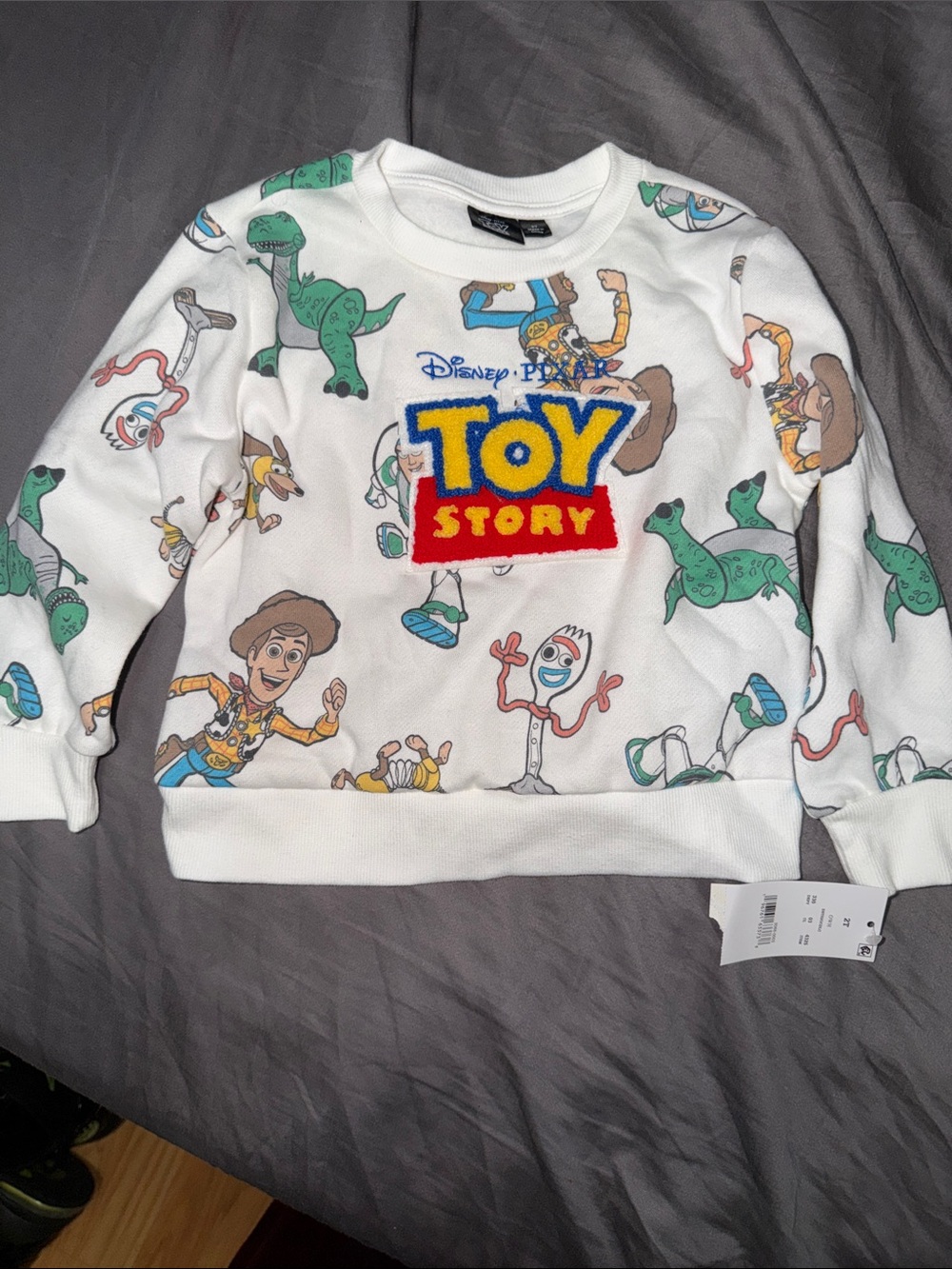 Disney Toy Story White Kids Sweatshirt with Multicolor Characters